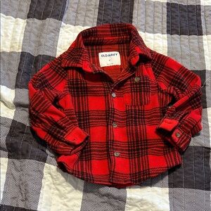 Old Navy Kids Fleece Red and Black Flannel Shirt